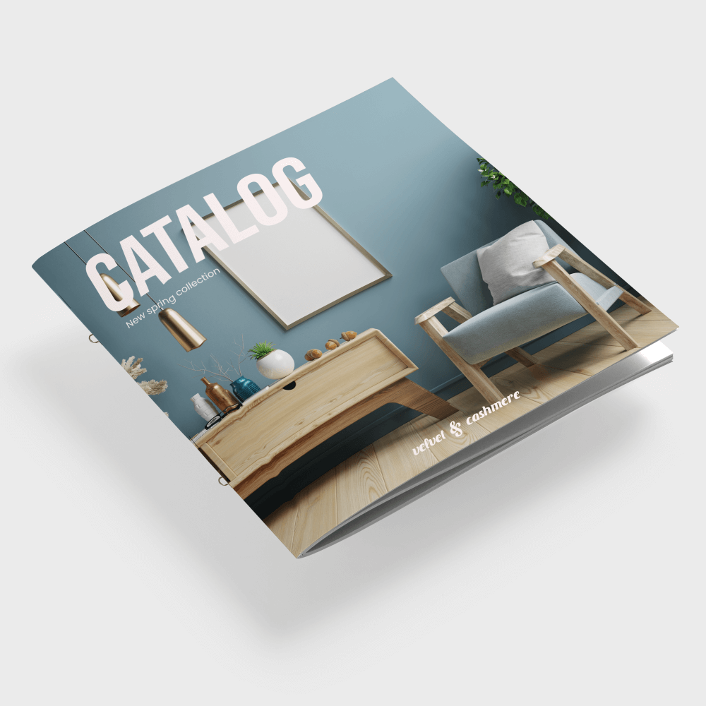 Brochure met oognieten als catalogus voor meubels