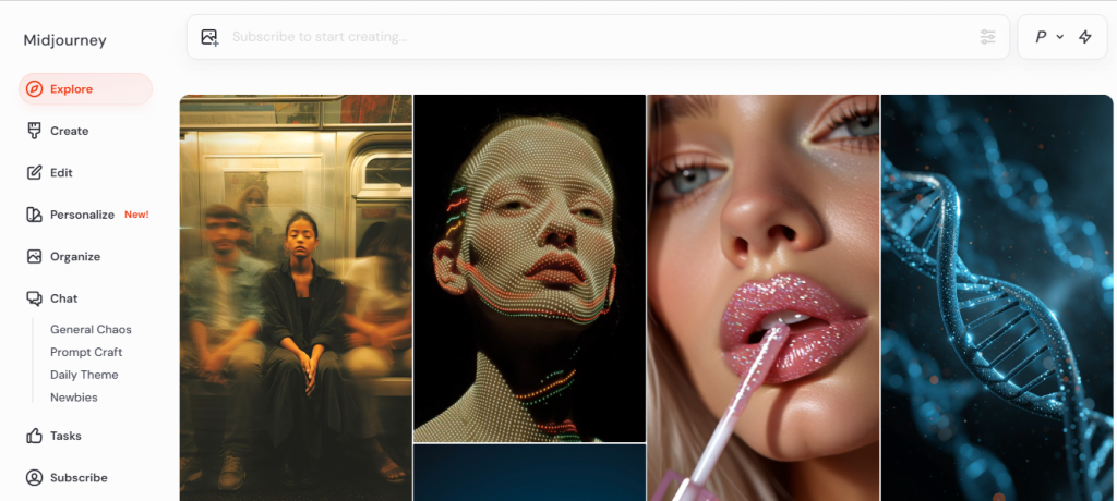 Screenshot Midjourney website, Bron: midjourney.com